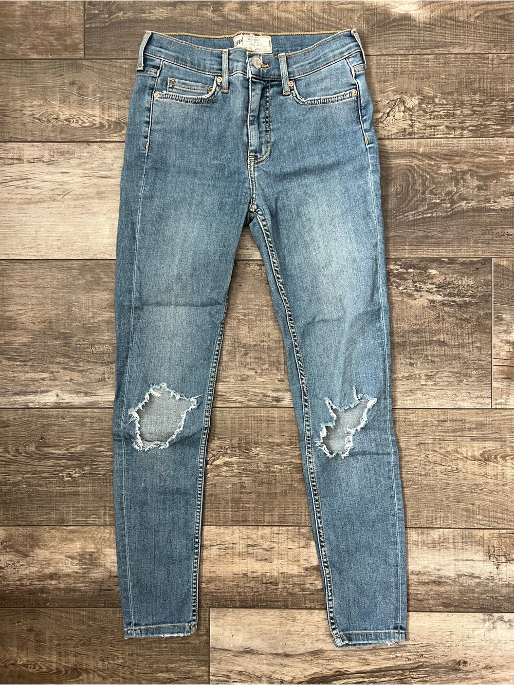 Free People Light Blue Distressed Skinny Jeans